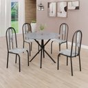 Ver imagem 1 de Conjunto Sala de Jantar Mesa Redonda 75cm Tampo Granito Ocre 4 Cadeiras Linda Yescasa