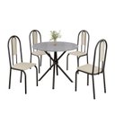 Ver imagem 2 de Conjunto Sala de Jantar Mesa Redonda 75cm Tampo Granito Ocre 4 Cadeiras Linda Yescasa Preto/Creme/Fosco