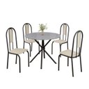 Ver imagem 2 de Conjunto Sala de Jantar Mesa Redonda 75cm Tampo Granito Ocre 4 Cadeiras Linda Yescasa