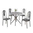 Ver imagem 2 de Conjunto Sala de Jantar Mesa Redonda 75cm Tampo Granito Ocre 4 Cadeiras Linda Yescasa Prata/Preto Floral
