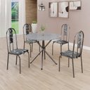 Ver imagem 1 de Conjunto Sala de Jantar Mesa Redonda 75cm Tampo Granito Ocre 4 Cadeiras Linda Yescasa