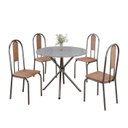 Ver imagem 2 de Conjunto Sala de Jantar Mesa Redonda 75cm Tampo Granito Ocre 4 Cadeiras Linda Yescasa