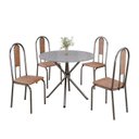 Ver imagem 2 de Conjunto Sala de Jantar Mesa Redonda 75cm Tampo Granito Ocre 4 Cadeiras Linda Yescasa Prata/Marrom
