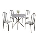 Ver imagem 2 de Conjunto Sala de Jantar Mesa Redonda 75cm Tampo Granito Ocre 4 Cadeiras Linda Yescasa