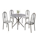 Ver imagem 2 de Conjunto Sala de Jantar Mesa Redonda 75cm Tampo Granito Ocre 4 Cadeiras Linda Yescasa Prata/Paraopeba