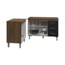 Ver imagem 4 de Balcão para Microondas ou Forno e Armário Bruna 118 Cm Cozinha Gabinete Savana Preto com Tampo Tampã