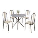 Ver imagem 2 de Conjunto Sala de Jantar Mesa Redonda 75cm Tampo Granito Ocre 4 Cadeiras Linda Yescasa Prata/Creme