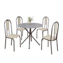 Ver imagem 2 de Conjunto Sala de Jantar Mesa Redonda 75cm Tampo Granito Ocre 4 Cadeiras Linda Yescasa