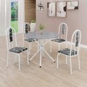 Ver imagem 1 de Conjunto Sala de Jantar Mesa Redonda 75cm Tampo Granito Ocre 4 Cadeiras Linda Yescasa