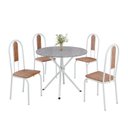 Ver imagem 2 de Conjunto Sala de Jantar Mesa Redonda 75cm Tampo Granito Ocre 4 Cadeiras Linda Yescasa Branco/Marrom