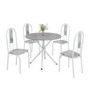 Ver imagem 2 de Conjunto Sala de Jantar Mesa Redonda 75cm Tampo Granito Ocre 4 Cadeiras Linda Yescasa