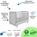 Ver imagem 2 de Quarto de Bebê Completo Retro com Guarda Roupa 4 Portas 3 Gavetas e Berço Mini Cama Móveis - Branco