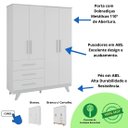 Ver imagem 5 de Quarto de Bebê Completo Retro com Guarda Roupa 4 Portas 3 Gavetas e Berço Mini Cama Móveis - Branco