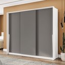 Ver imagem 1 de Guarda-roupa Casal Porto 3 Portas 4 Gavetas Branco/cinza - Politorno