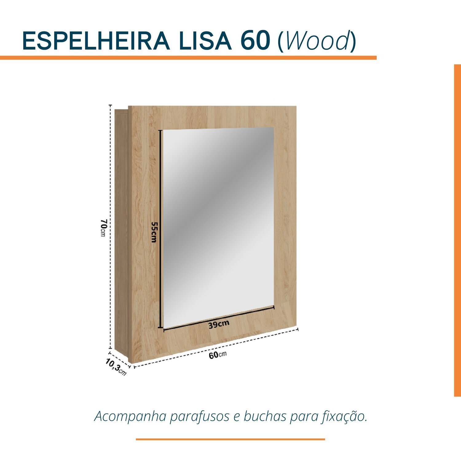 Espelheira para Banheiro Lisa 60cm - 3