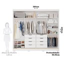 Ver imagem 4 de Guarda-Roupa Casal 264cm 2 Portas de Correr com Espelho e Pés 100% MDF Siena Espresso Móveis Branco