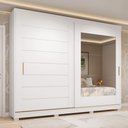 Ver imagem 1 de Guarda-Roupa Casal 264cm 2 Portas de Correr com Espelho e Pés 100% MDF Siena Espresso Móveis Branco