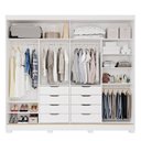 Ver imagem 5 de Guarda-Roupa Casal 264cm 2 Portas de Correr com Espelho e Pés 100% MDF Siena Espresso Móveis Branco