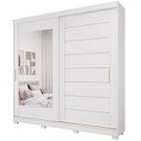 Ver imagem 3 de Guarda-Roupa Casal 264cm 2 Portas de Correr com Espelho e Pés 100% MDF Siena Espresso Móveis Branco