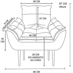 Kit Poltrona Amamentação Sala Estar Quarto Decorativa Cor Bege Conforto Perfeito + Puff - Mr Deluxe - 5