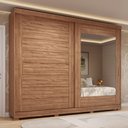Ver imagem 1 de Guarda-Roupa Casal 264cm 2 Portas de Correr com Espelho e Pés 100% MDF Siena Espresso Móveis Marrom/Cinamomo