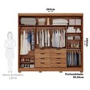 Ver imagem 4 de Guarda-Roupa Casal 264cm 2 Portas de Correr com Espelho e Pés 100% MDF Siena Espresso Móveis Off White/Cinamomo