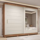 Ver imagem 1 de Guarda-Roupa Casal 264cm 2 Portas de Correr com Espelho e Pés 100% MDF Siena Espresso Móveis Off White/Cinamomo