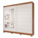 Ver imagem 3 de Guarda-Roupa Casal 264cm 2 Portas de Correr com Espelho e Pés 100% MDF Siena Espresso Móveis Off White/Cinamomo