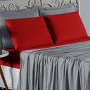 Ver imagem 2 de Jogo de Cama Casal Viúva Nobre 4 Peças Malha 100% Algodão - Cinza / Vermelho