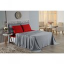 Ver imagem 3 de Jogo de Cama Casal Viúva Nobre 4 Peças Malha 100% Algodão - Cinza / Vermelho