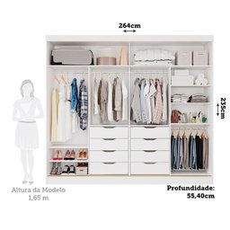 Guarda-Roupa Casal 264cm 2 Portas de Correr com Espelho 100% MDF Siena Espresso Móveis - 5