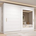 Ver imagem 1 de Guarda-Roupa Casal 264cm 2 Portas de Correr com Espelho 100% MDF Siena Espresso Móveis Branco
