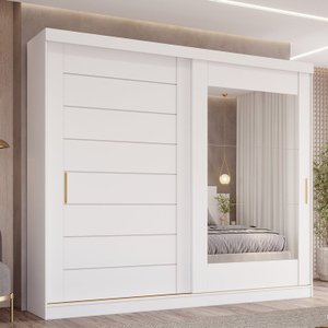 Guarda-Roupa Casal 264cm 2 Portas de Correr com Espelho 100% MDF Siena Espresso Móveis
