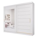 Ver imagem 3 de Guarda-Roupa Casal 264cm 2 Portas de Correr com Espelho 100% MDF Siena Espresso Móveis Branco