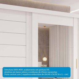 Guarda-Roupa Casal 264cm 2 Portas de Correr com Espelho 100% MDF Siena Espresso Móveis - 6
