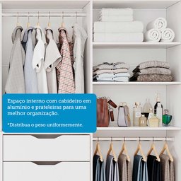 Guarda-Roupa Casal 264cm 2 Portas de Correr com Espelho 100% MDF Siena Espresso Móveis - 13