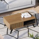 Ver imagem 5 de Mesa de Centro Retrô Boston 90cm Pés Madeira Maciça Nichos Noce Milano Preto Fosco