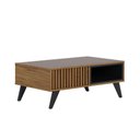 Ver imagem 1 de Mesa de Centro Retrô Boston 90cm Pés Madeira Maciça Nichos Noce Milano Preto Fosco
