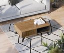 Ver imagem 6 de Mesa de Centro Retrô Boston 90cm Pés Madeira Maciça Nichos Noce Milano Preto Fosco