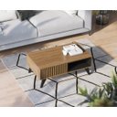 Ver imagem 6 de Mesa de Centro Retrô Boston 90cm Pés Madeira Maciça Nichos Noce Milano Preto Fosco
