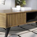 Ver imagem 4 de Mesa de Centro Retrô Boston 90cm Pés Madeira Maciça Nichos Noce Milano Preto Fosco