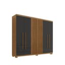 Ver imagem 3 de Guarda-Roupa 6 Portas 2 Gavetas com Pés MDF Logan Cinza/Marrome/Grafite