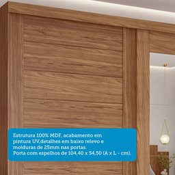 Guarda-Roupa Casal 264cm 2 Portas de Correr com Espelho 100% MDF Siena Espresso Móveis - 12
