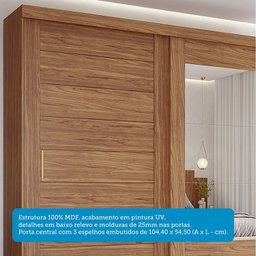 Guarda-Roupa Casal 264cm 2 Portas de Correr com Espelho 100% MDF Siena Espresso Móveis - 6