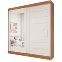 Ver imagem 3 de Guarda-Roupa Casal 264cm 2 Portas de Correr com Espelho 100% MDF Siena Espresso Móveis Off White/Cinamomo