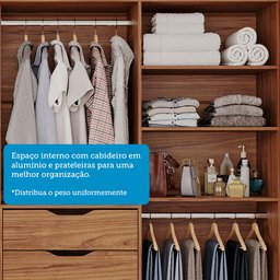 Guarda-roupa Casal 264cm 2 Portas de Correr com Espelho 100% Mdf Siena Espresso Móveis - 14
