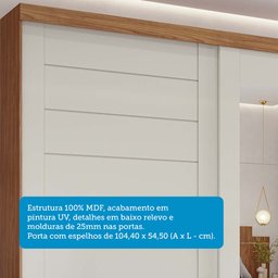 Guarda-roupa Casal 264cm 2 Portas de Correr com Espelho 100% Mdf Siena Espresso Móveis - 12