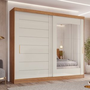 Guarda-Roupa Casal 264cm 2 Portas de Correr com Espelho 100% Mdf Siena Espresso Móveis