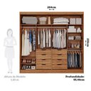 Ver imagem 4 de Guarda-Roupa Casal 264cm 2 Portas de Correr com Espelho 100% MDF Siena Espresso Móveis Off White/Cinamomo
