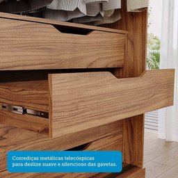 Guarda-roupa Casal 264cm 2 Portas de Correr com Espelho 100% Mdf Siena Espresso Móveis - 7